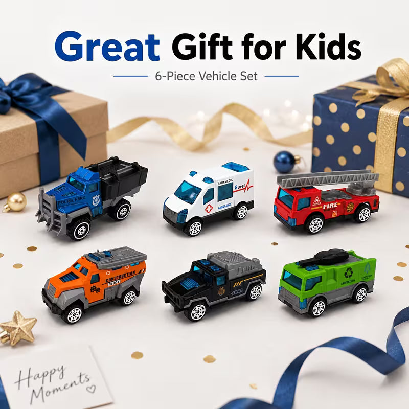 Mini Alloy Engineering and Rescue Vehicle Toy Set, Fire Truck, Ambulance and Off-Road Cars