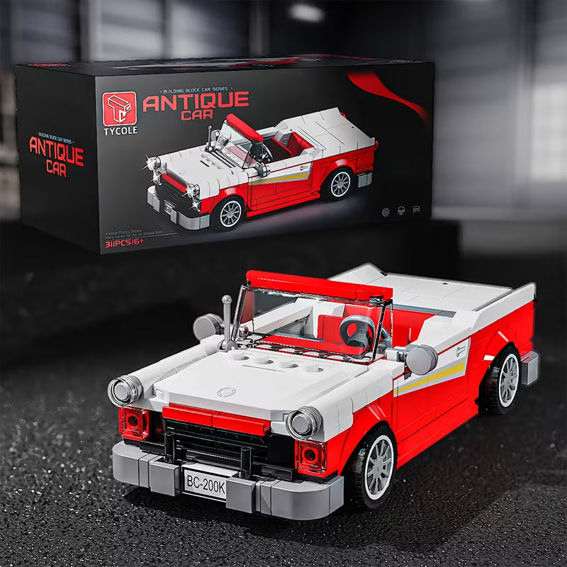 311PCS Red Sports Car Building Blocks, Retro Convertible Model