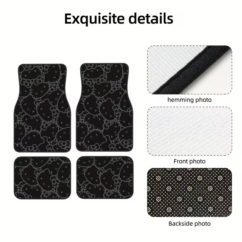 Sanrio Officially Licensed Hello Kitty 4pcs Universal Car Anti-Slip MatsAdorable Car Interior Accessories, Slip-Resistant