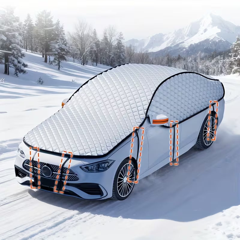 Car Windshield Snow & Sun Shade, Winter Snow/Frost-Proof, Summer Sun-Block, Full Coverage Oxford Cloth