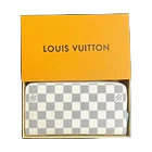 Louis Vuitton Damier Azur Check Zip-Around Wallet White Blue Zipper Coin Pocket