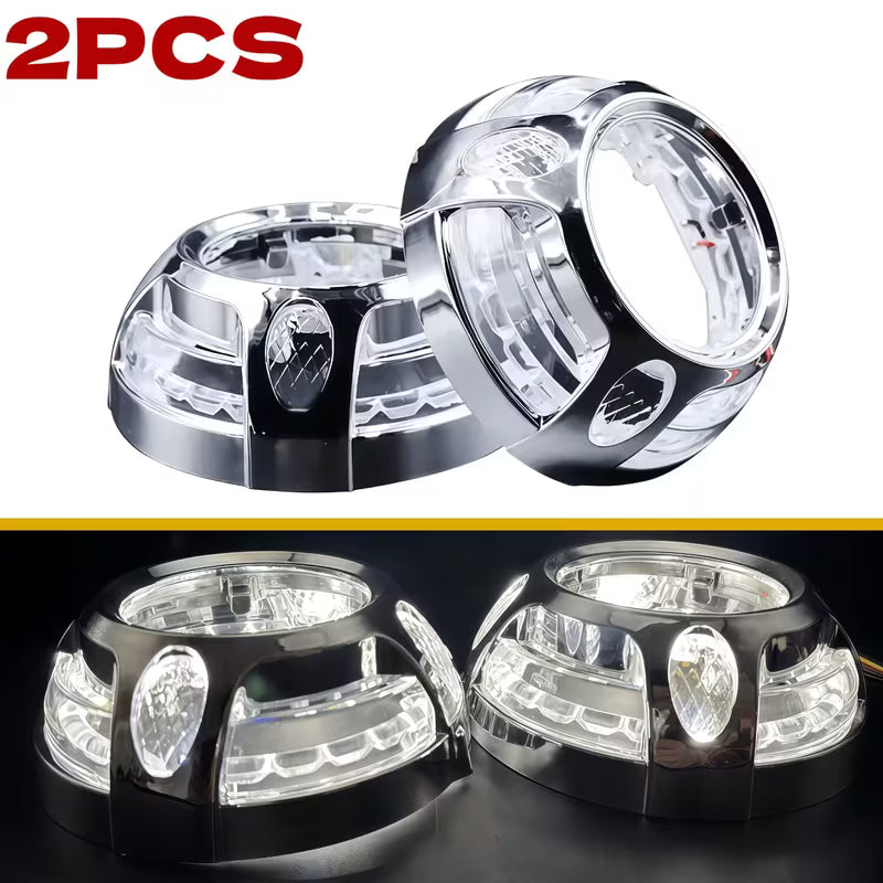 Angel Eye Dual-Light 3.0inch Round Lens Cover- Abs Resin, Car Headlight Decorative Housing