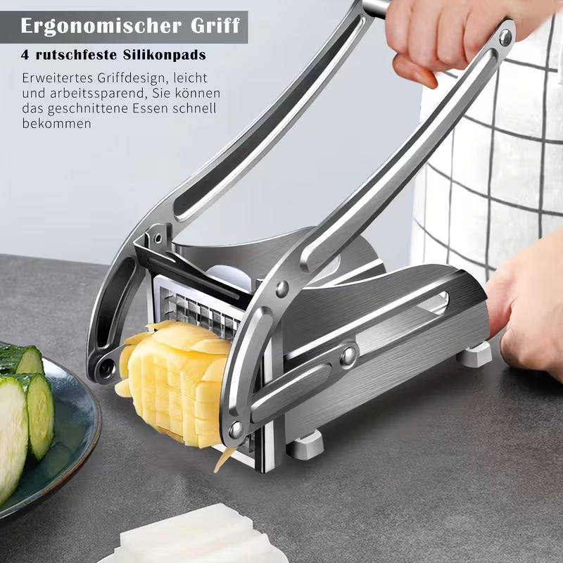 7pcs Stainless Steel Vegetable French Fry Cutter Set with Peeler and Cleaning Accessories, Multi-Functional Kitchen Gadget for Potatoes & Carrots
