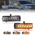 2pcs Smoked/Clear/Amber Lens Front Side Mirror Cap Lights Turn Signal Light Turn Warning Light Daytime Running Light DRL Light with Full Dynamic Sequential Blink Amber LED for 2019 2020