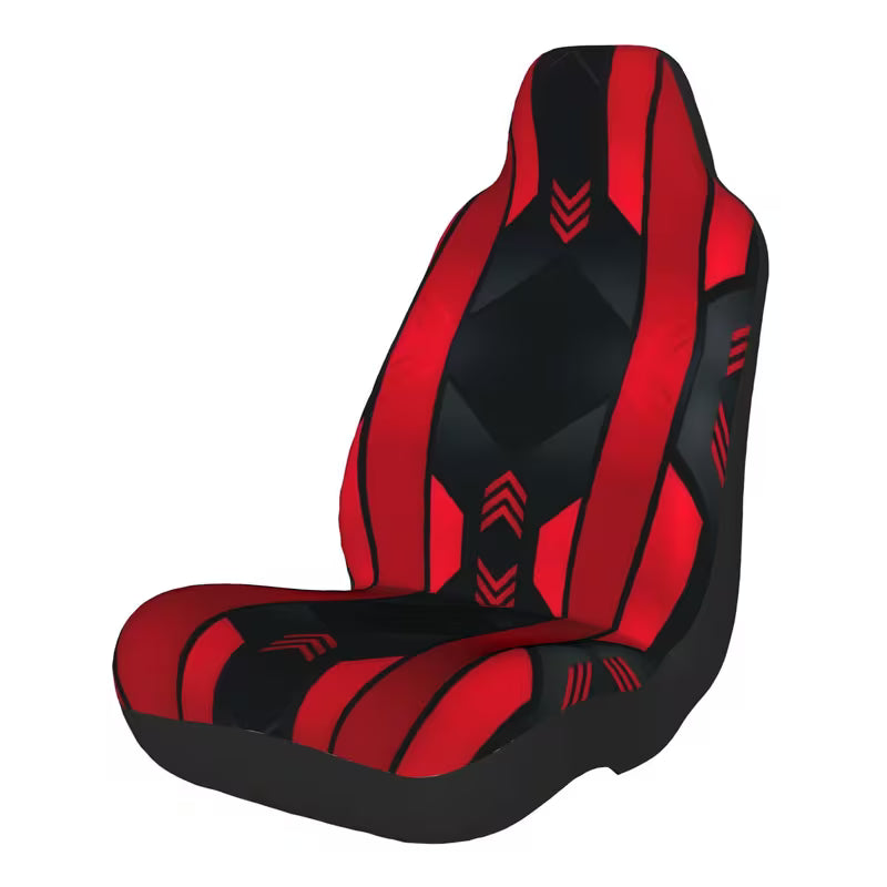 2pcs Red and Black Mech LineUniversal Car Seat Covers - Machine Washable, Easy to Install, Durable Design - Enhances the Beauty and Comfort of Your Car's Interior.