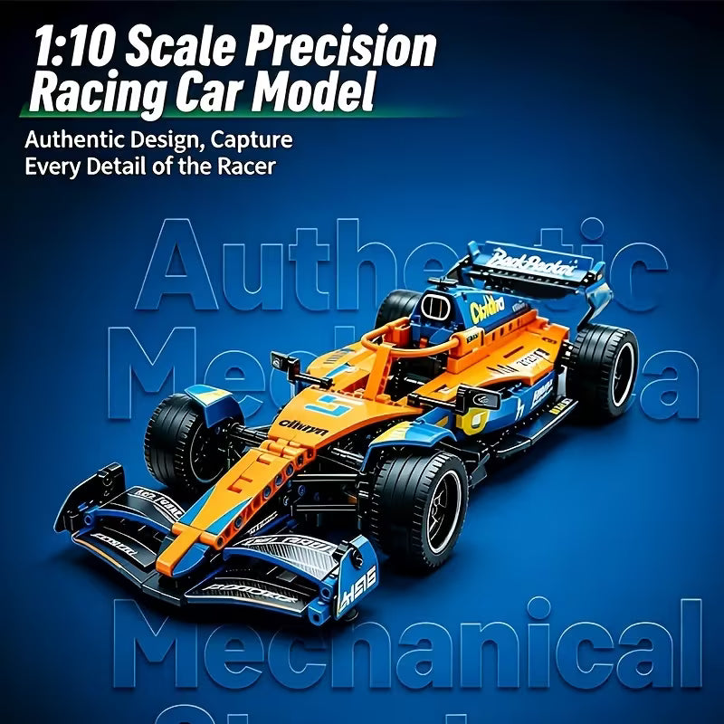 1000+PCS Orange Blue Lightning Race Car Building Blocks Assembly Toy for Car Lovers, Halloween, Christmas, Thanksgiving