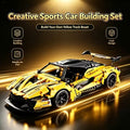 New 2026 ABS Plastic Building Blocks, Yellow Sports Car Interlocking Blocks, Desktop Bookshelf Ornament, Hands-On Assembly Toy, Holiday Gift