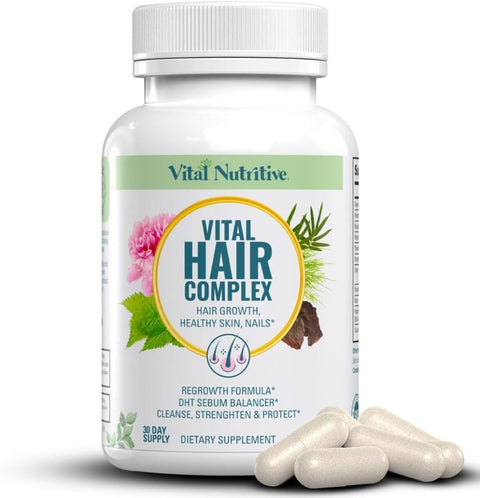 Hair Growth Support Vitamins with Biotin & Vitamin B Complex – Hair, Skin & Nails Supplement for Men & Women | Vital Hair Complex