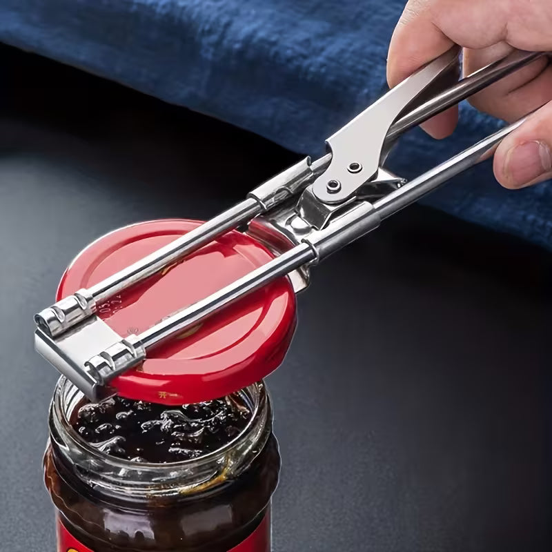 1pc Stainless Steel Labor-Saving Bottle Opener, Anti-Slip Adjustable Can Opener, Twist Cap Opener Kitchen Tool