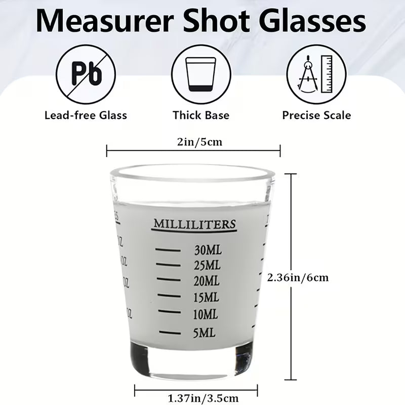 Heavy-Duty Glass Measuring Cup, 1oz/30ml, Microwave Safe, Ideal for Espresso & Wine, Kitchen Essential
