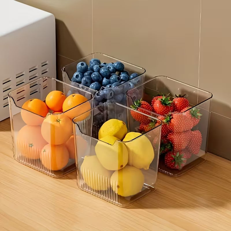 Refrigerator Side Door Transparent Storage Box 3pcs Set - Food Storage Organizer for Vegetables, Fruits, Snacks & Spices